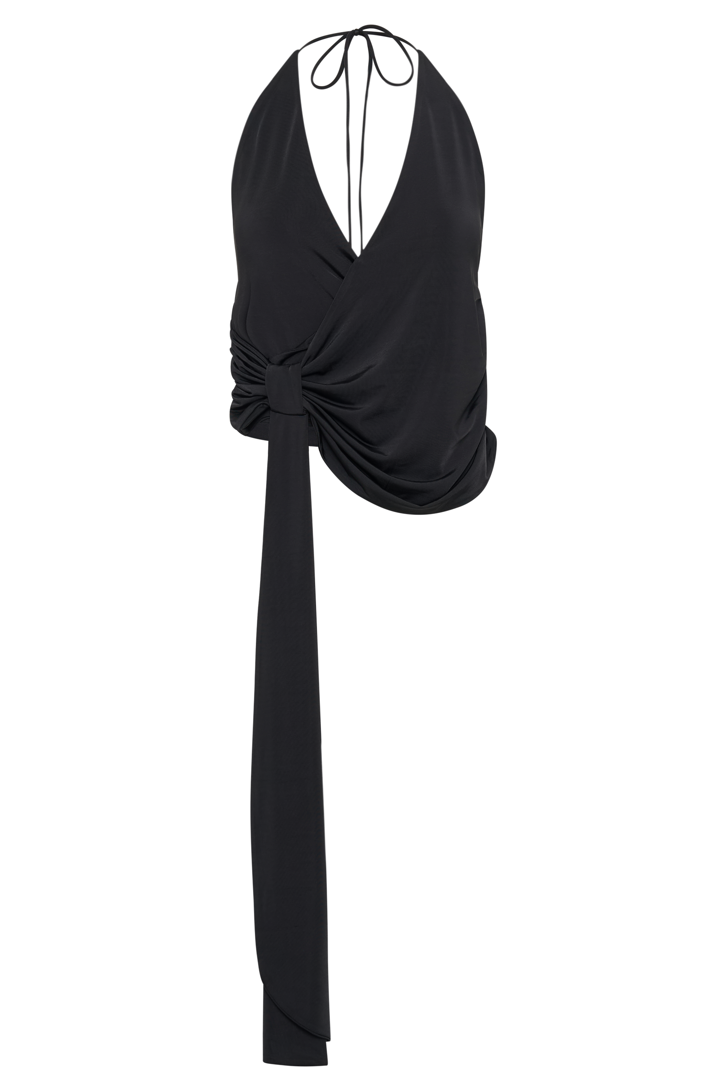 Tyla Draped Slinky Halter Top - Black、mySite、solidvoid