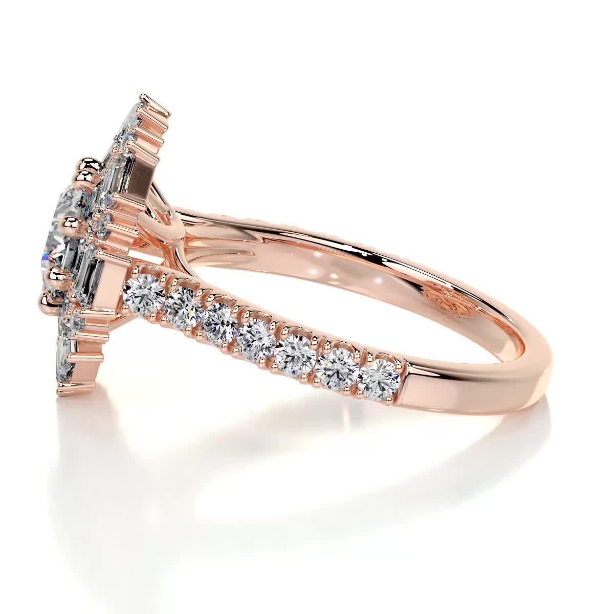 Snowflake Diamond Engagement Ring -14K Rose Gold、mySite、hinf8tx79