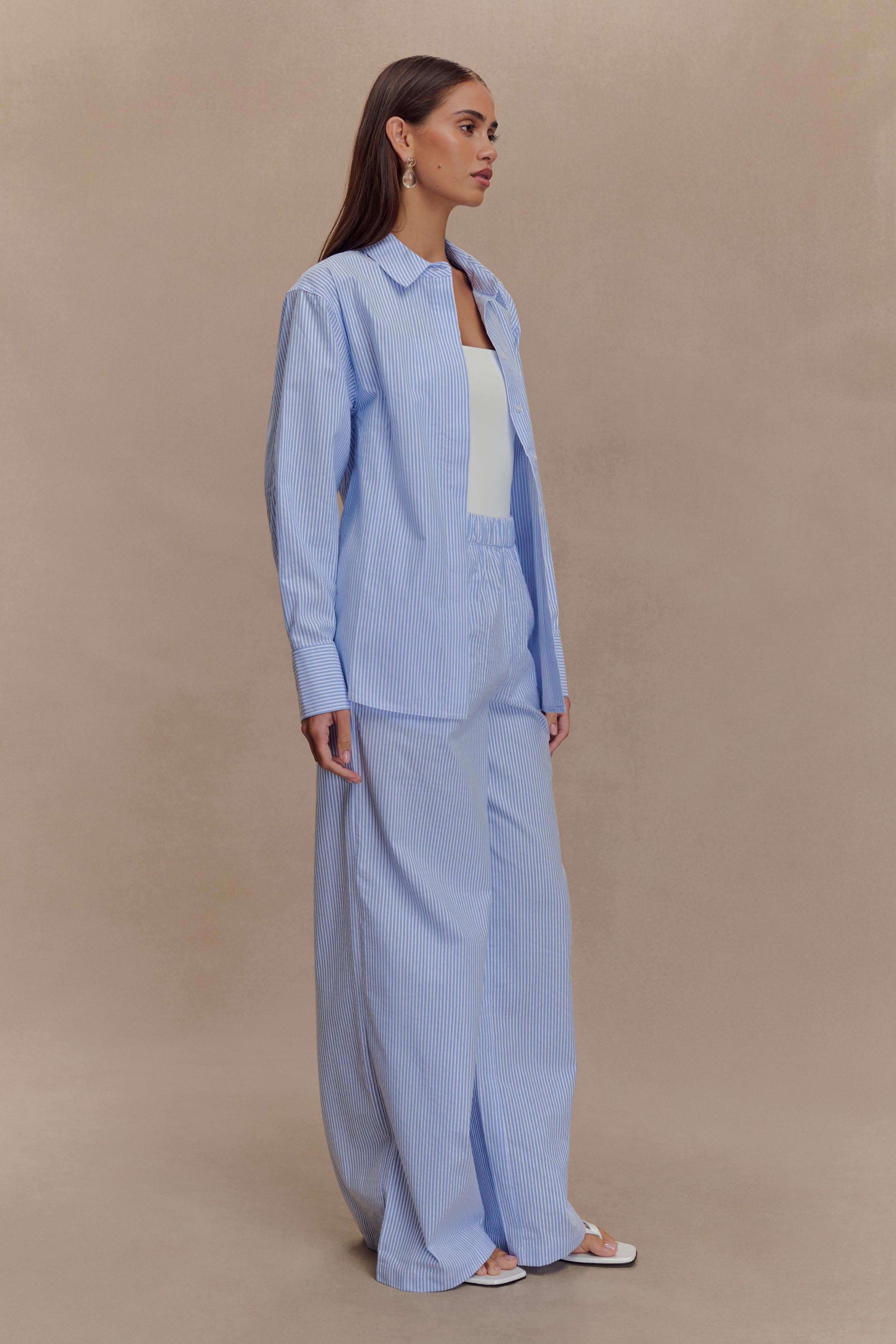Hansen Wide Leg Pants - Blue Pinstripe、mySite、solidvoid