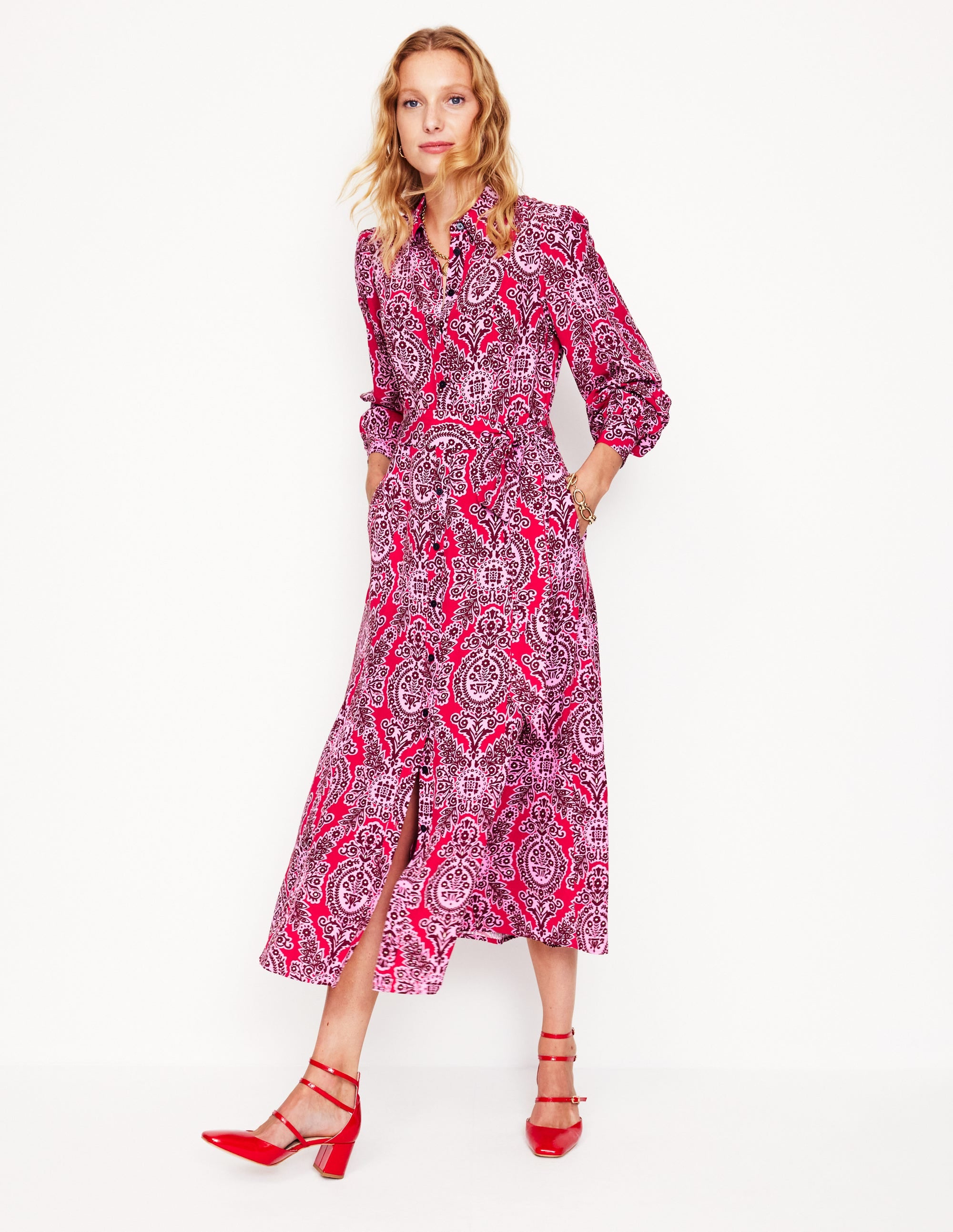  Martha Godet Maxi Shirt Dress-Bright Ruby, Opulent Vine、mySite、ashleygrahame