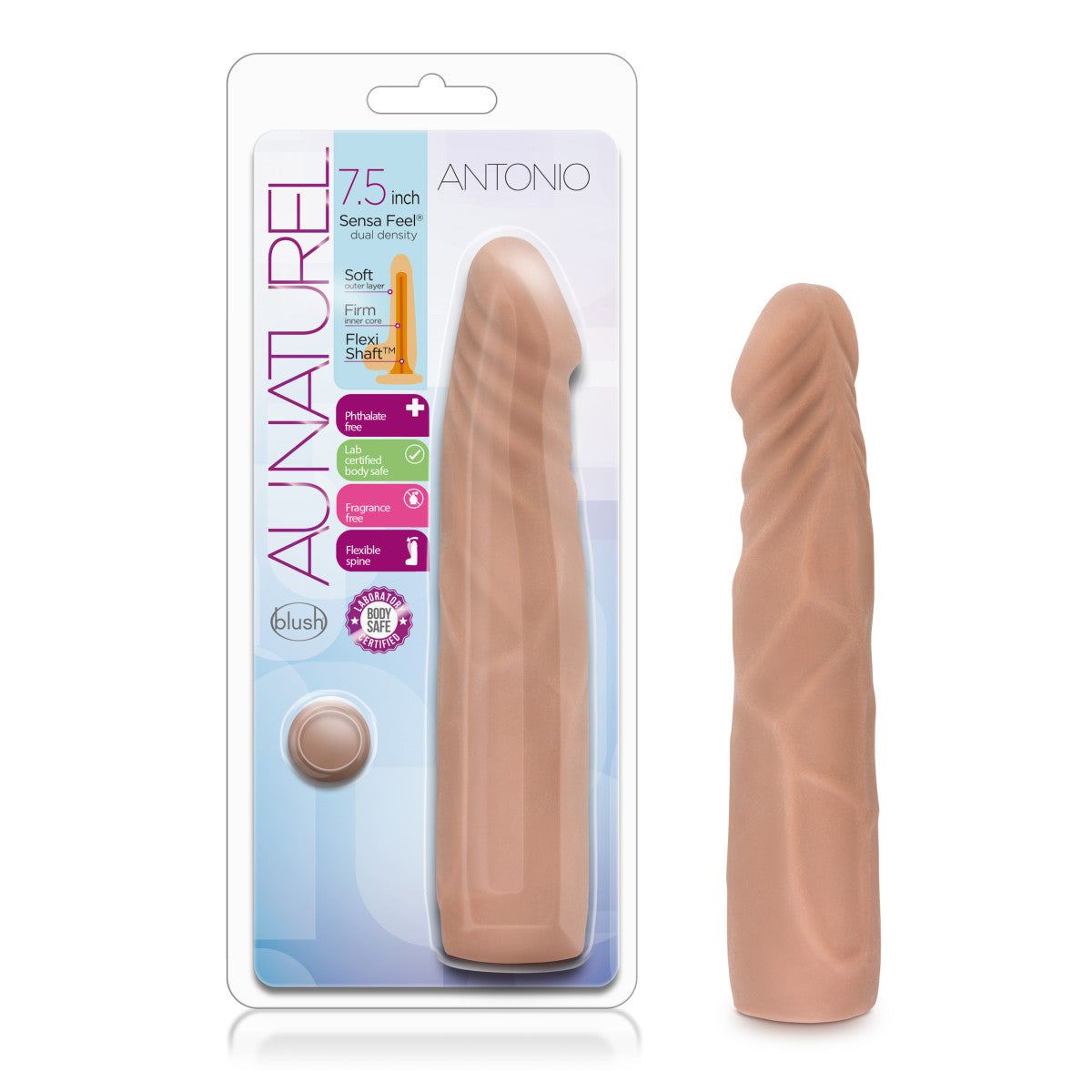 Au Naturel By Blush® | Antonio Realistic Latin 7-Inch Long Dildo、mySite、bottomscart