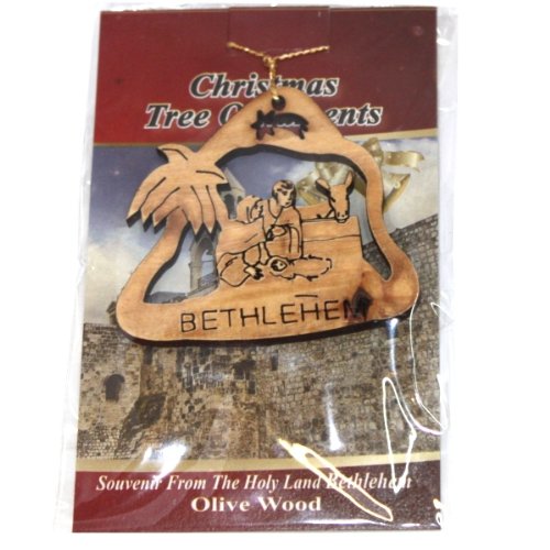 Holy Family nativity scene Ornament gift carved by Laser - Olive wood (7 cm or 2.8 inch with certificate)、mySite、topwebapps