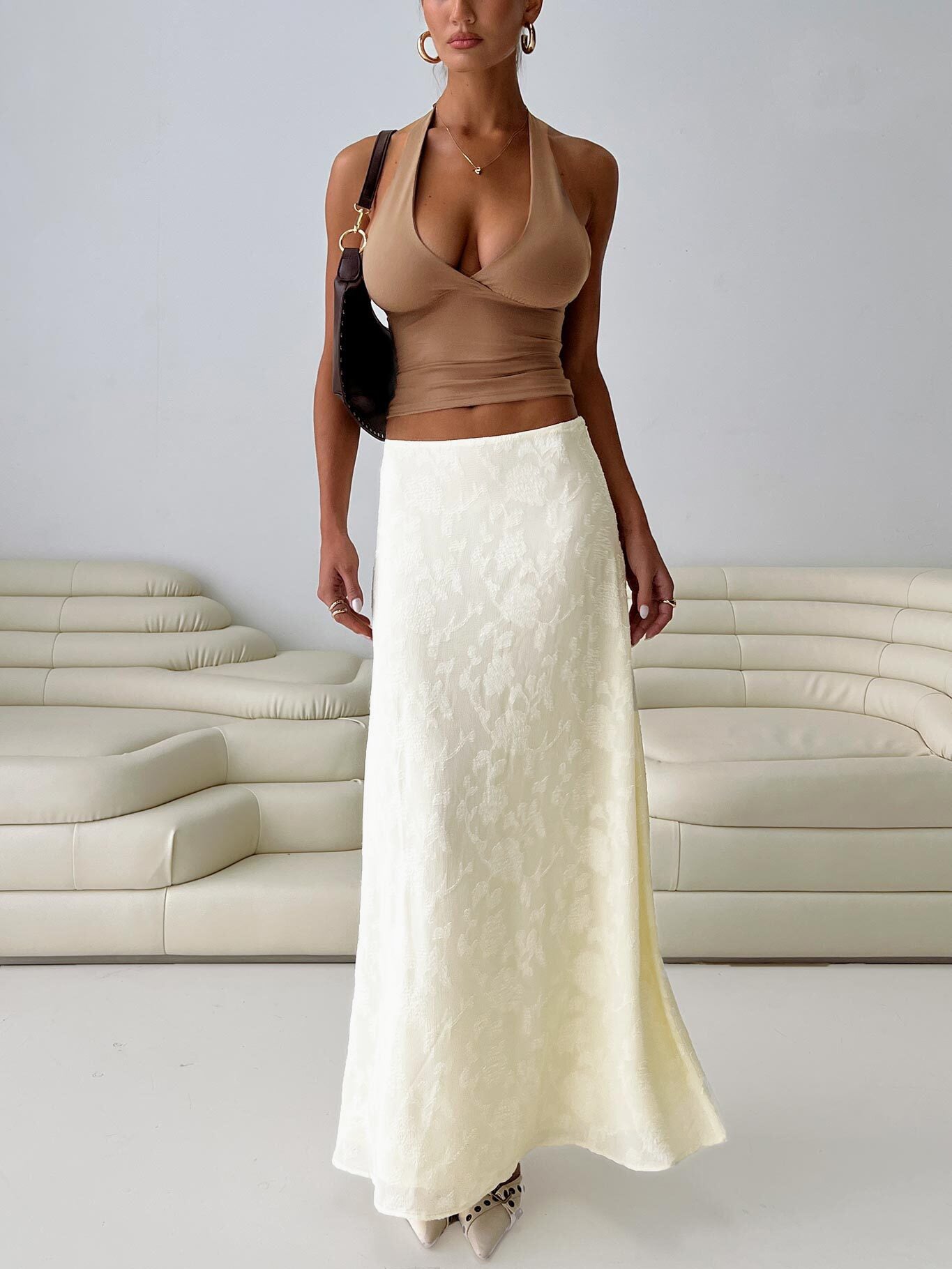 Su Casa Low Waist Maxi Skirt Yellow、mySite、solidvoid