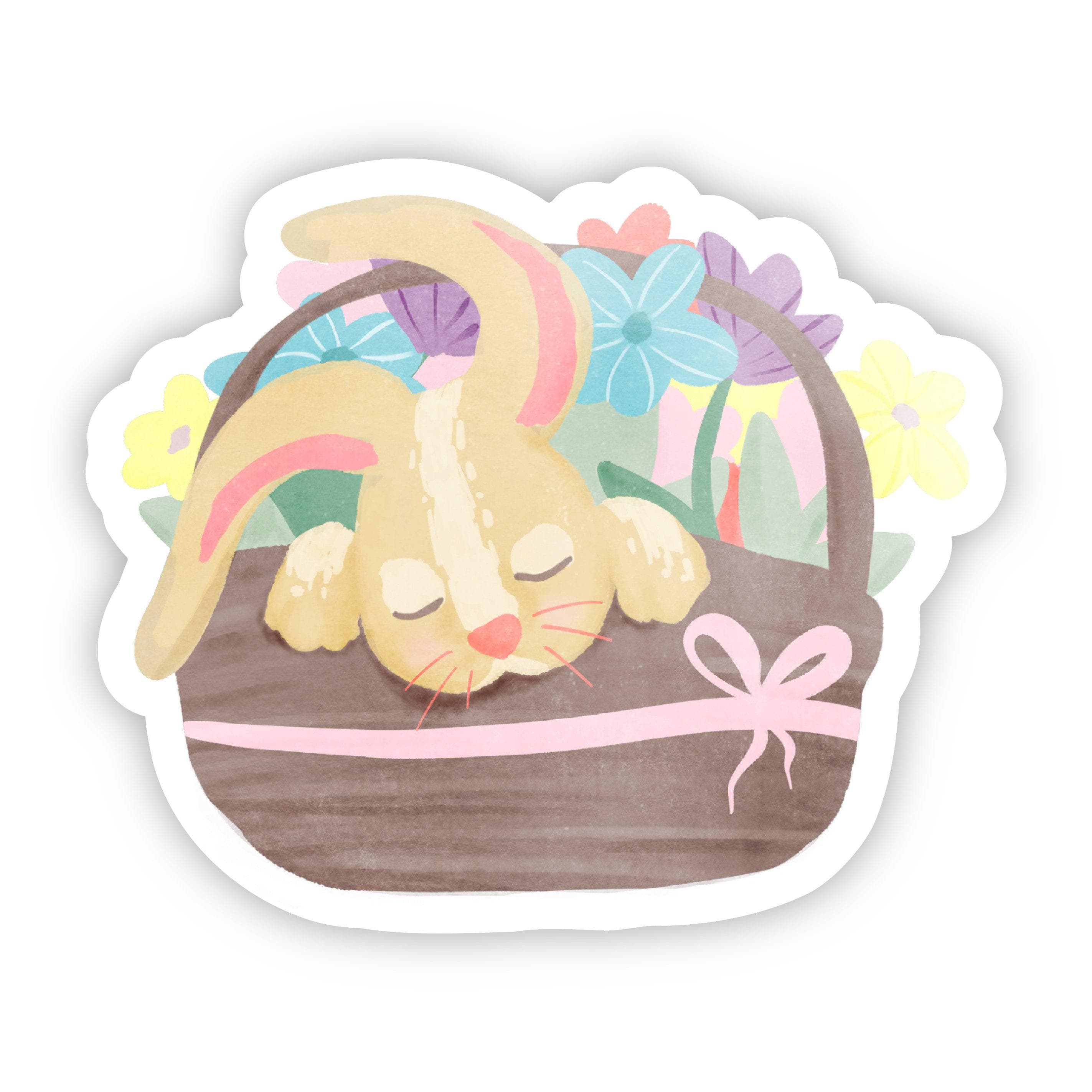  Sleeping Bunny in a Basket Easter Sticker、mySite、elrpsem3k