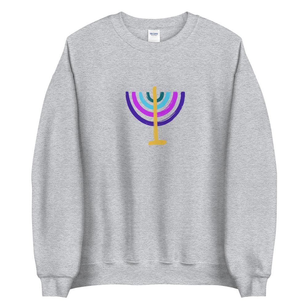 Unisex Colorful Menorah Sweatshirt - (White, Gray or Pink) - (Sizes S - 5XL)、mySite、topwebapps