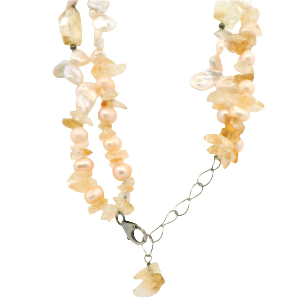 Estate Sterling Silver Freshwater Pearl & Quartz Bead Double Strand Necklace、mySite、botmansion