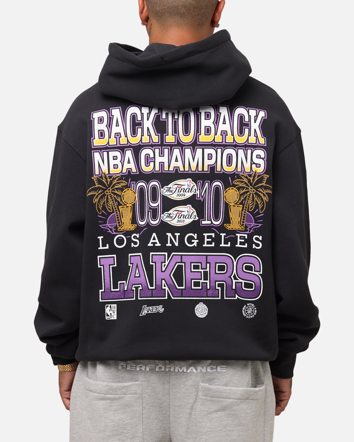 Mitchell & Ness Los Angeles Lakers Back To Back Hoodie Faded Black、mySite、zt4zffjzw