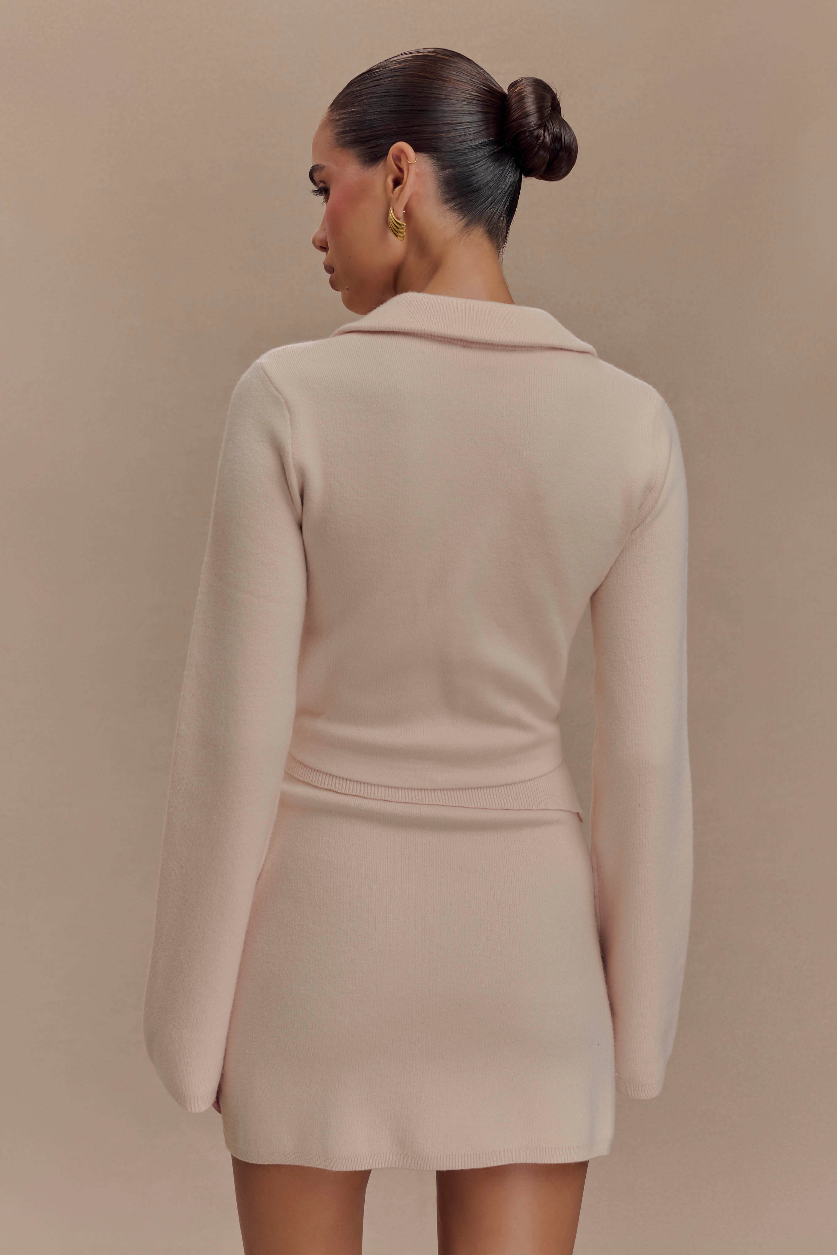 Annabelle Knit Curved Hem Cardigan - Cream、mySite、solidvoid