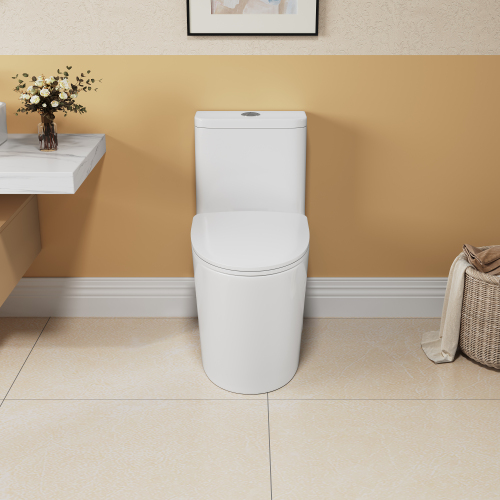 1.1/1.6 GPF Elongated Comfort Height Floor Mounted One-Piece Toilet, CUPC Certified, WaterSense Cetified, Ceramic, White Color, Soft Close Seat、、xpatfood
