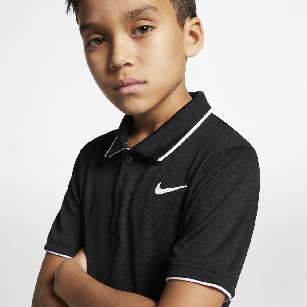 Nike Boys' Court Dri-FIT Team Polo (Black/White)