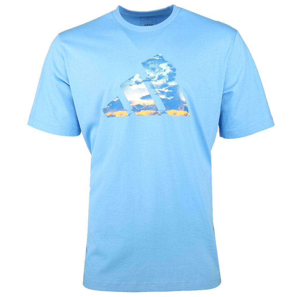 Blue Summer Graphic Crew Neck Short Sleeve T-Shirt、mySite、gtrtttuynbv