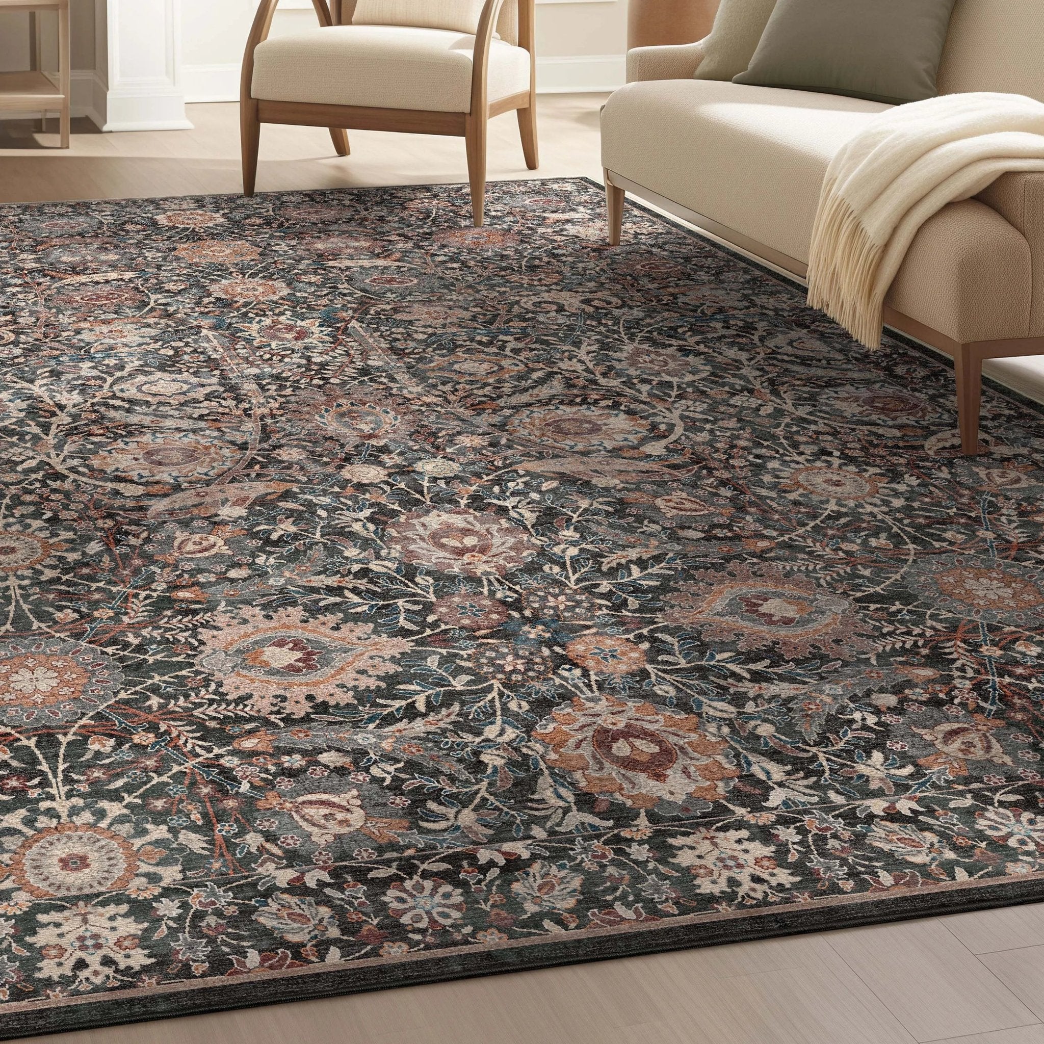Liana Vintage Oriental Charcoal Grey Flat-Weave Rug、mySite、gigharbornorthrealestate