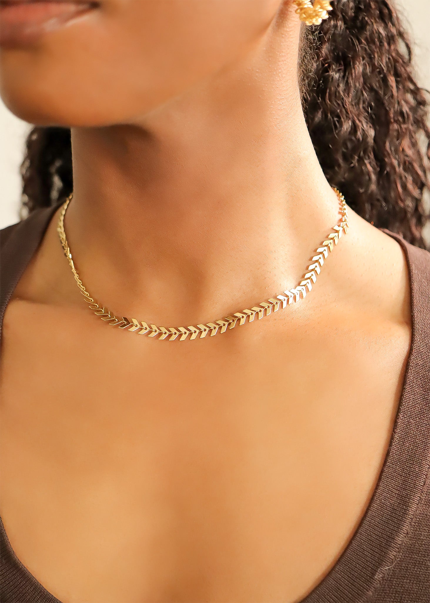 18K Gold PVD Stainless Steel Chevron Chain Necklace / CHN9955、mySite、dreamappss