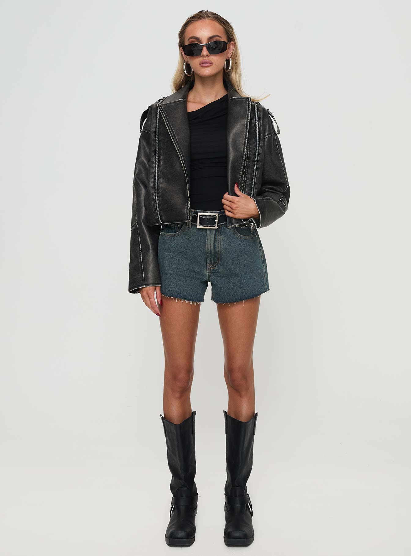 Believe In Me Faux Leather Jacket Washed Black、mySite、solidvoid