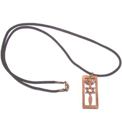  Olive wood Messianic Seal of Jerusalem pendant - necklace with 60 cm strap、mySite、elrpsem3k