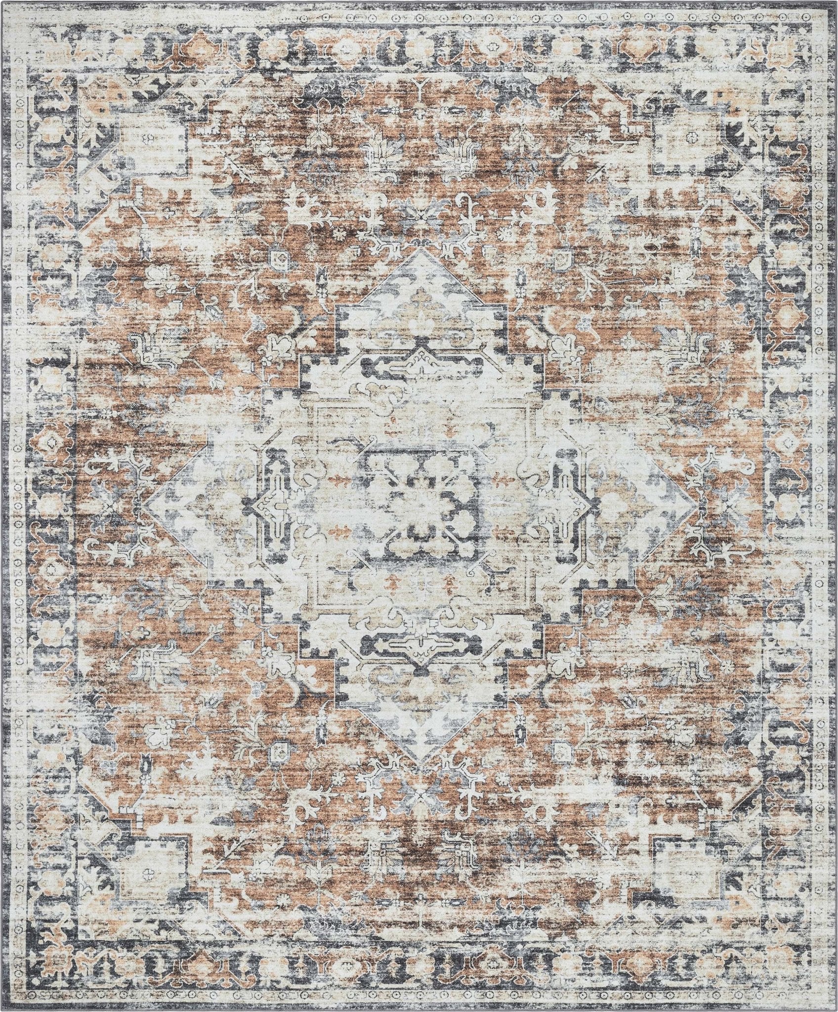 Elle Basics Rendezvous Vintage Medallion Easy-Clean Washable Non-Slip Rug by Well Woven、mySite、gigharbornorthrealestate