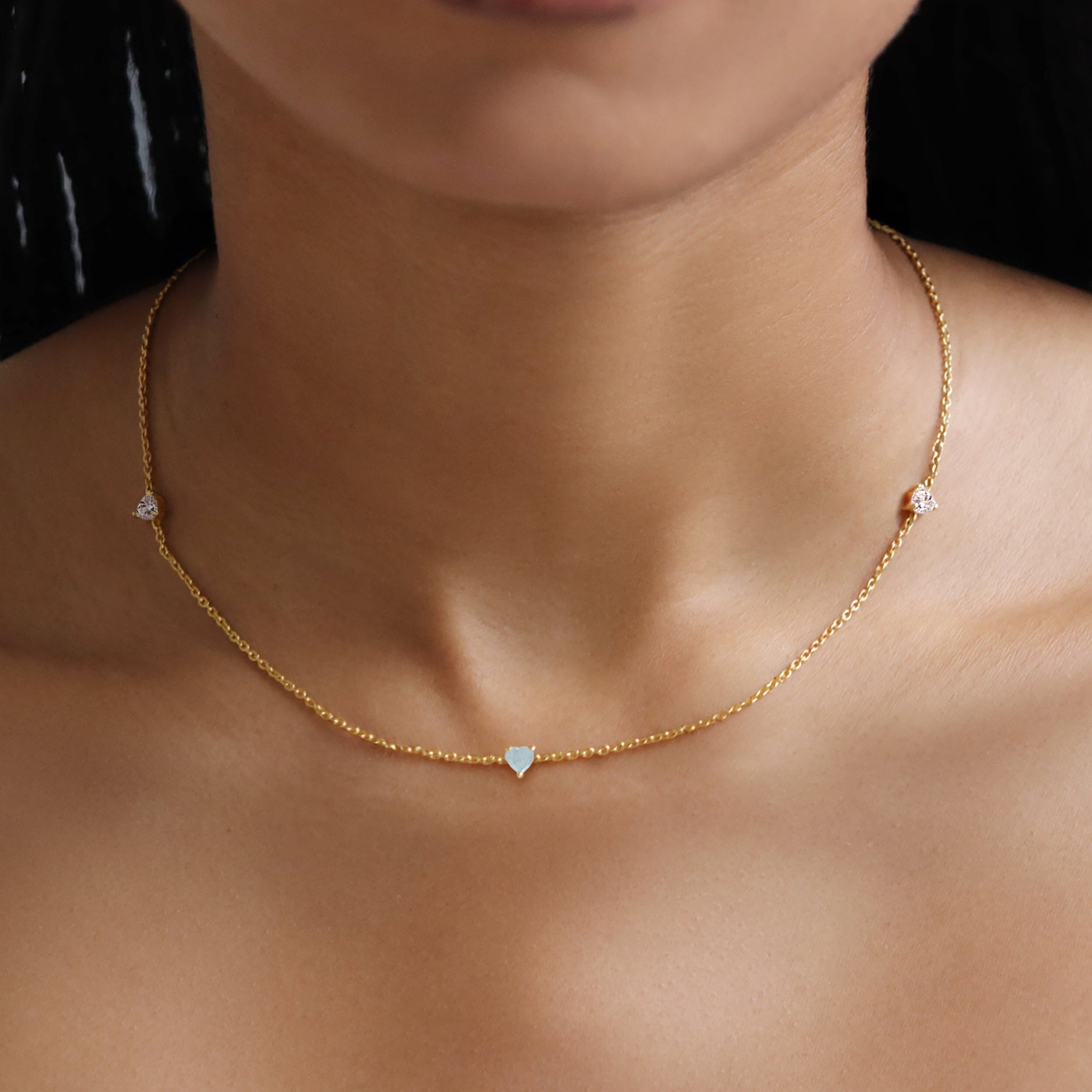 Aquamarine Necklace Never Without My Gem - March Birthstone、mySite、hinf8tx79