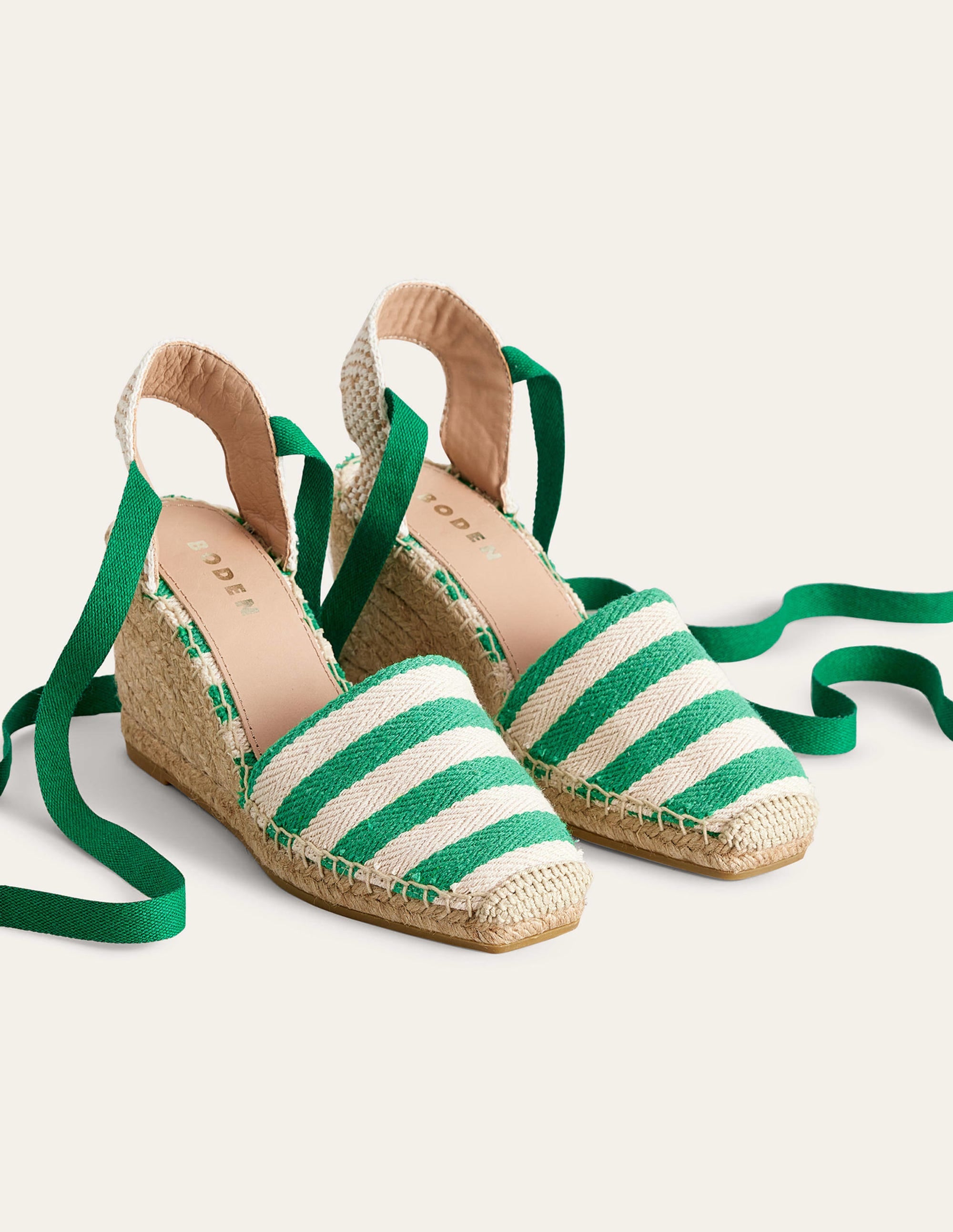  Esme Espadrille Wedges-Green Stripe、mySite、ashleygrahame