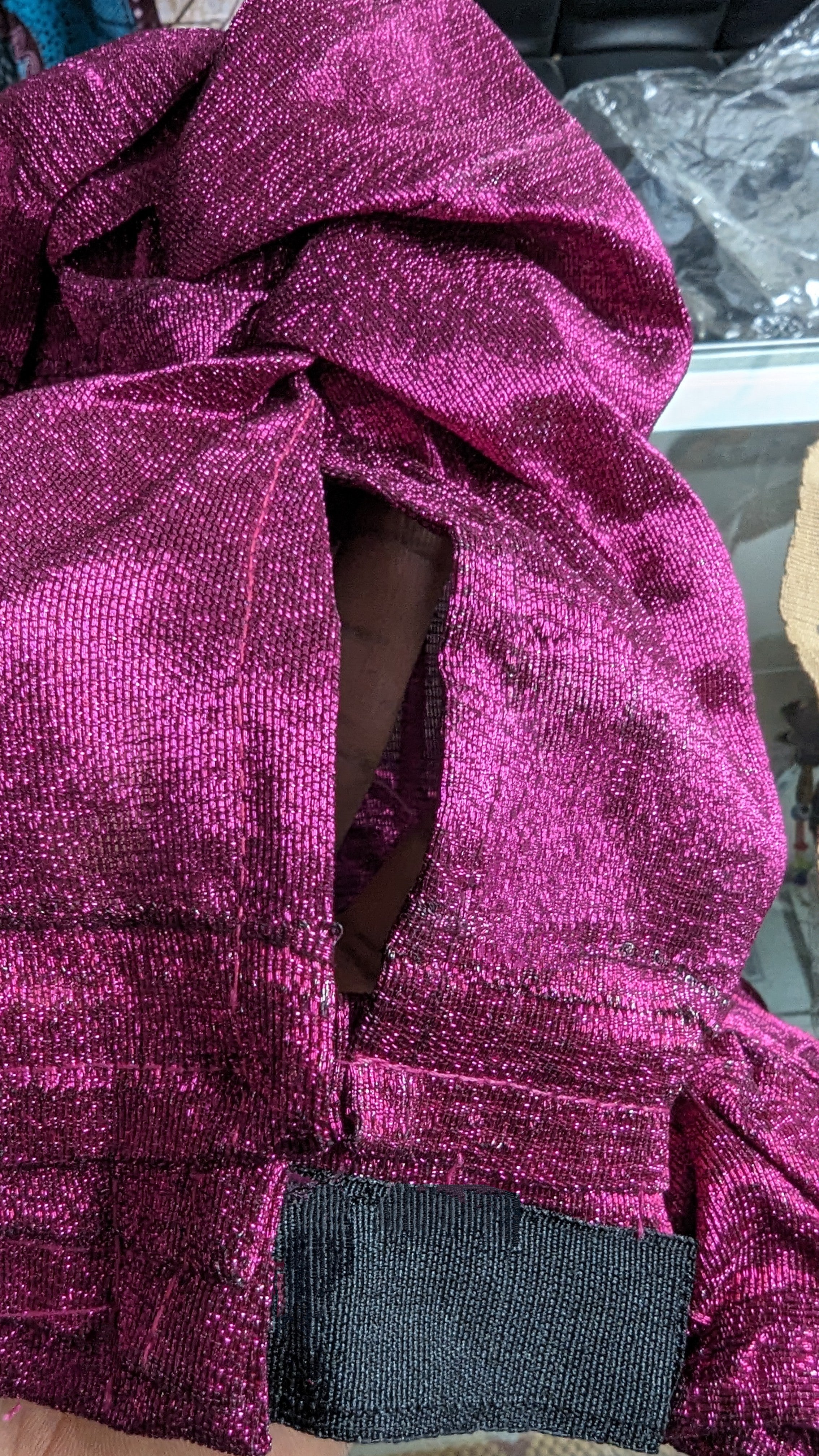 Deaveny Fuchsia Pink Aso Oke African Head Tie Autogele Pre-tied head wrap-DPAGFPW31、mySite、solidvoid