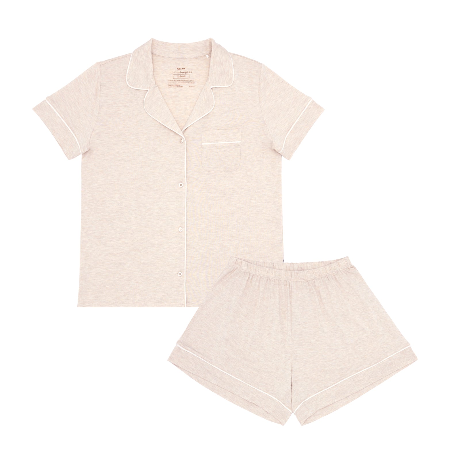 Heather Oatmeal Women's Short Sleeve & Shorts Pajama Set、mySite、g9winljtr
