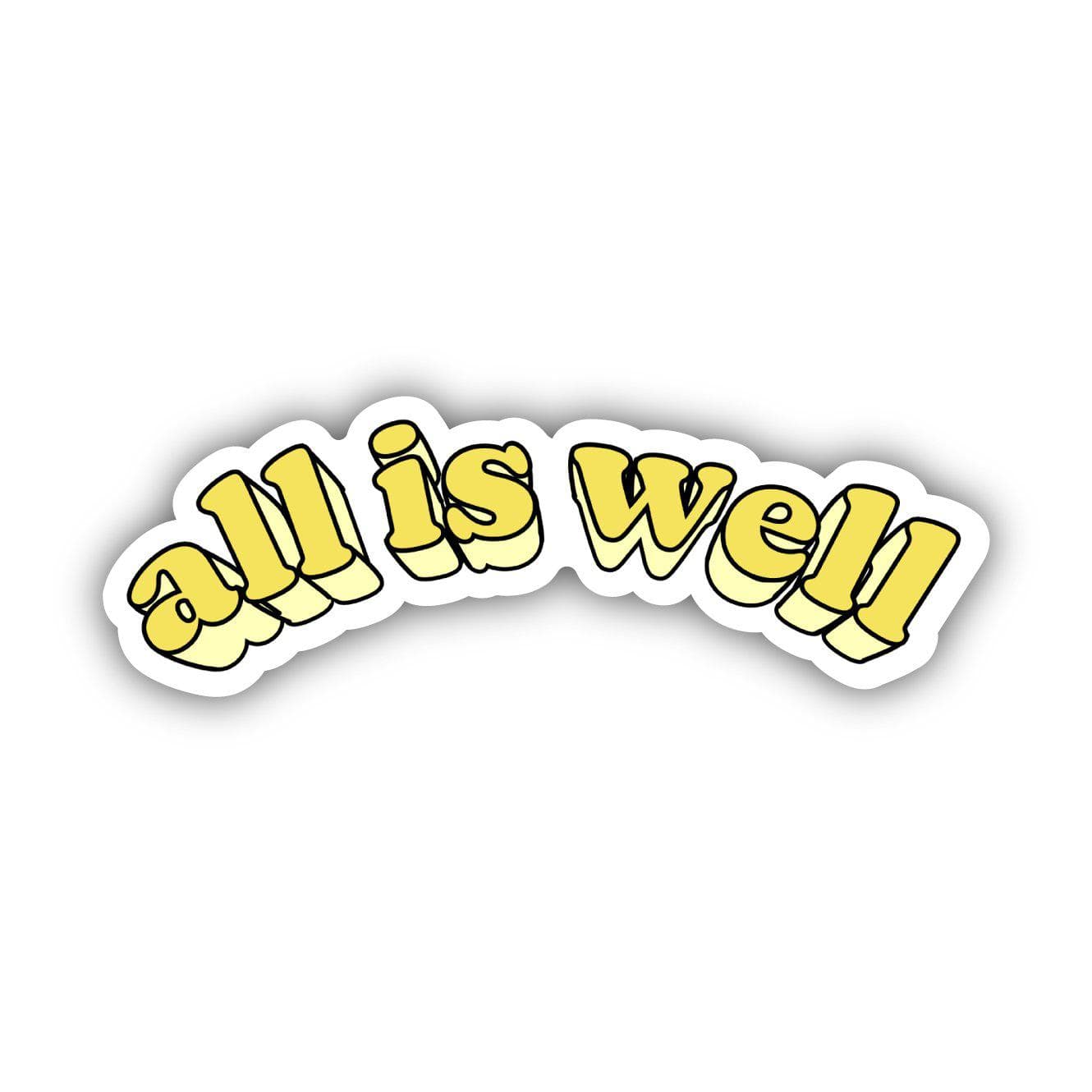  All is Well Yellow Curved Lettering Aesthetic Sticker、mySite、elrpsem3k