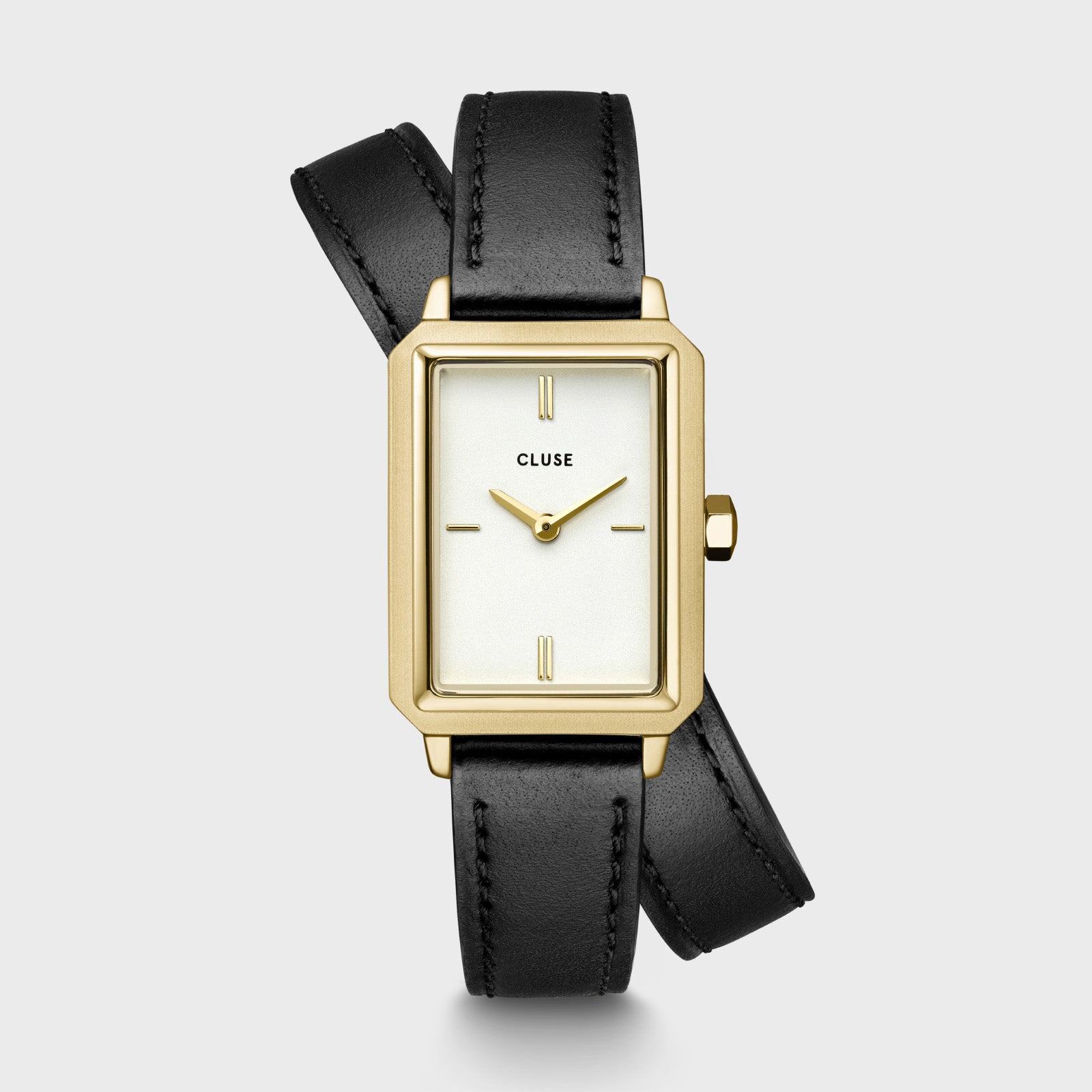 Fluette Watch Double Leather Black, Gold Colour、mySite、botmansion