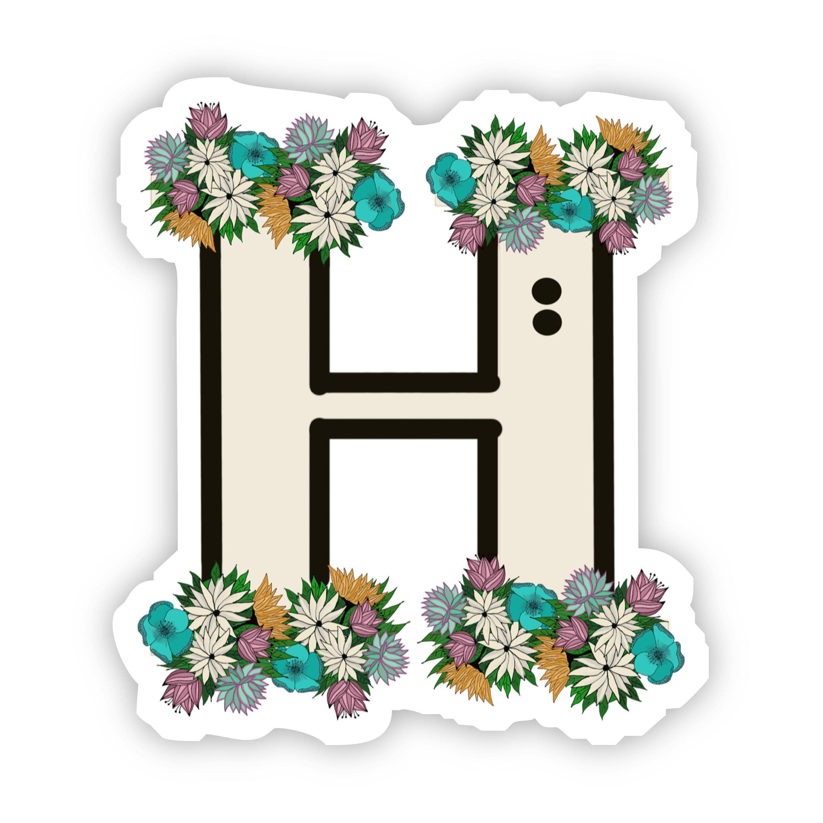  Floral H Letter Sticker、mySite、elrpsem3k