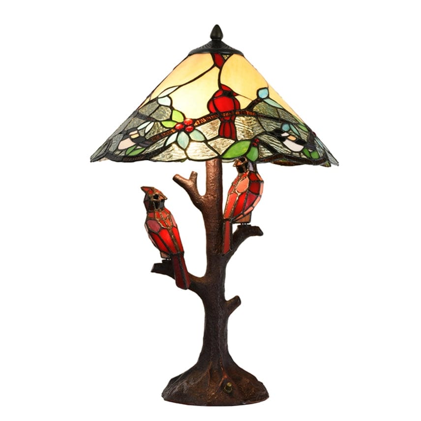 Cardinal Stained Glass Lamp Beautiful Piece! Handmade、mySite、g9winljtr