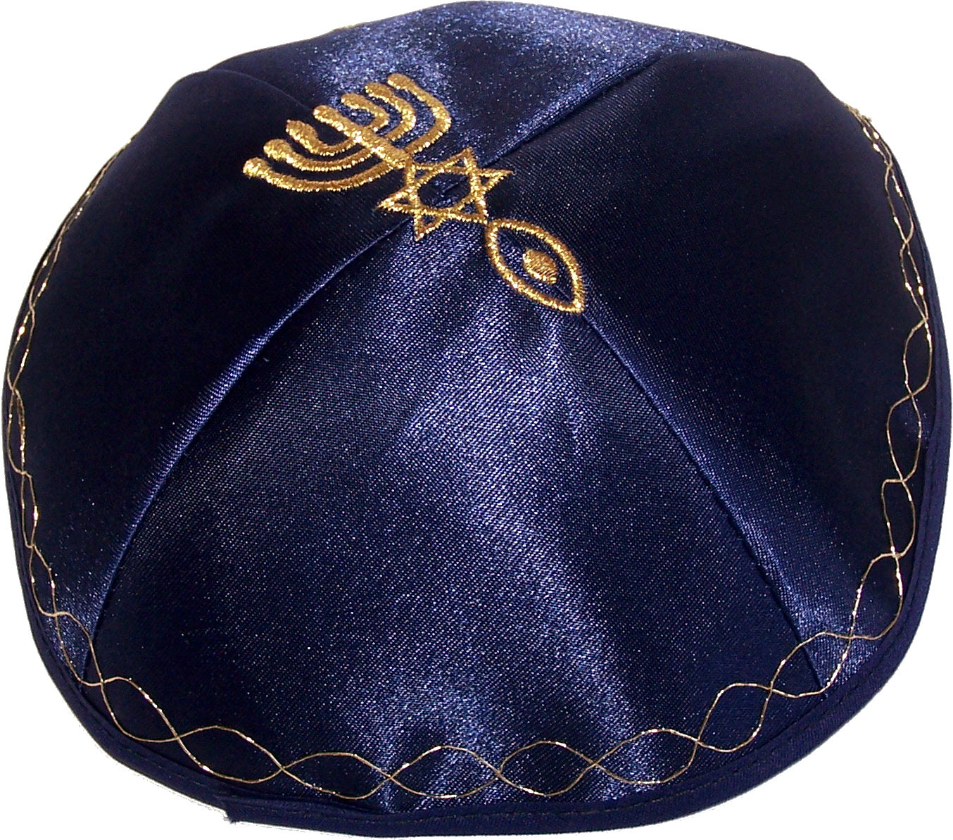  1 X Kippah with Messianic Sign Embroidered Satin-navy、mySite、elrpsem3k