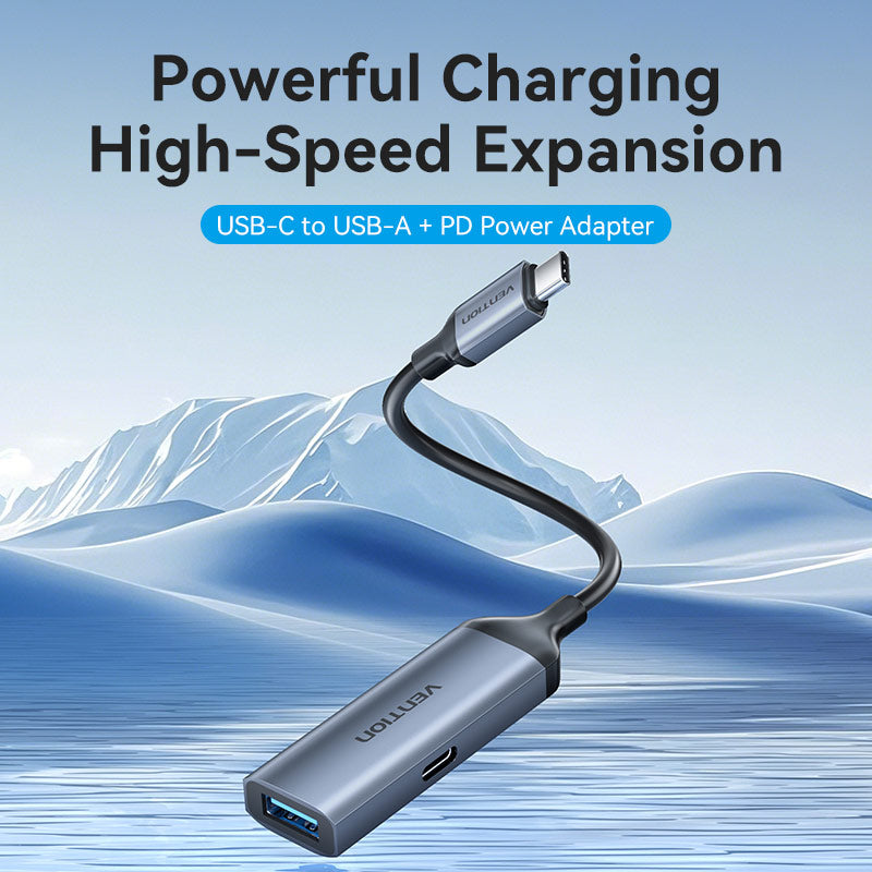 Vention USB-C Male to USB-A Female/PD Power Supply Adapter 0.15M Gray Aluminum Alloy Type、mySite、fannypackpong