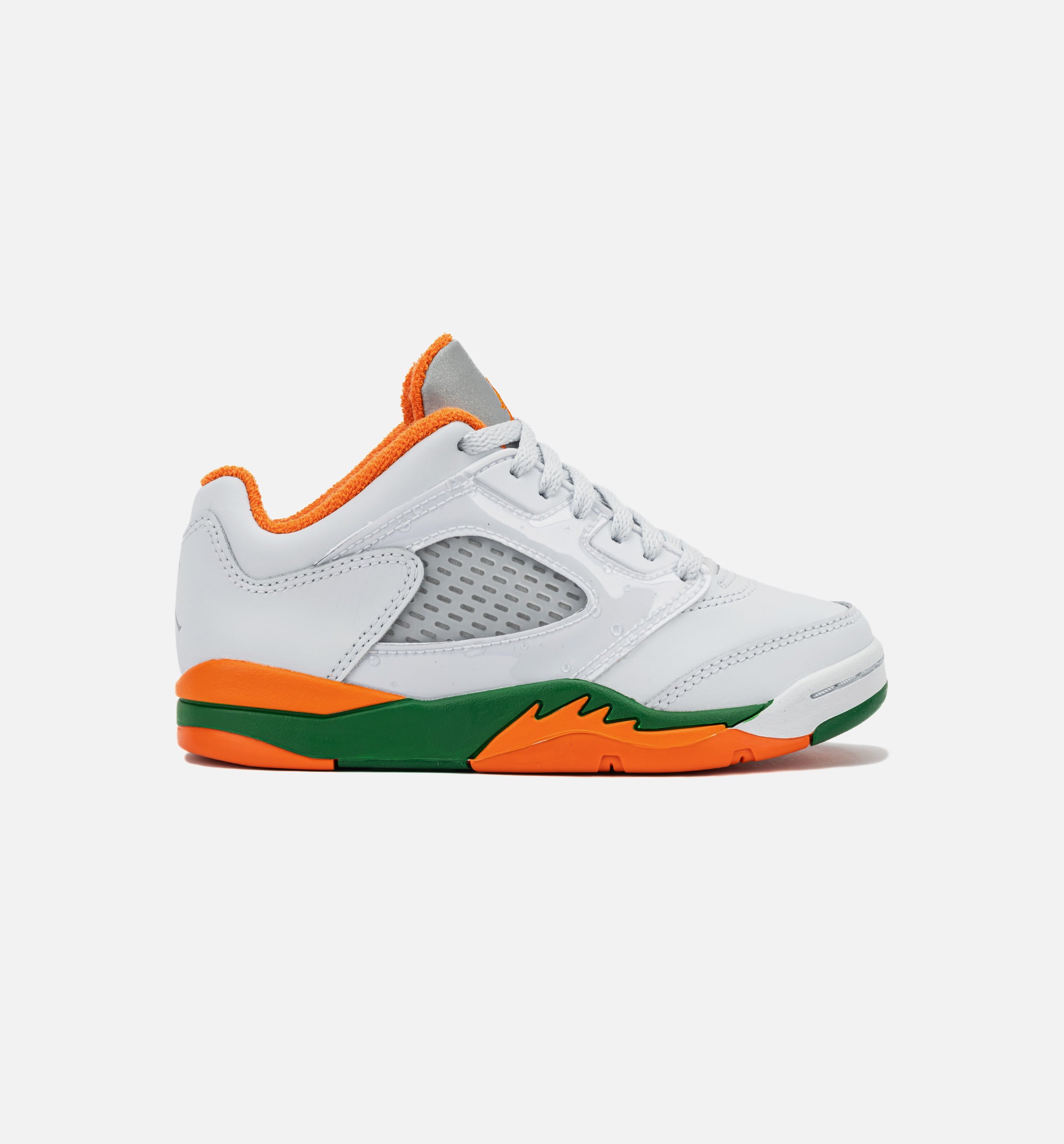 Air Jordan 5 Retro Low Hurricanes Preschool Lifestyle Shoe - Football Grey/Brilliant Orange/Pine Green、mySite、dreamappss