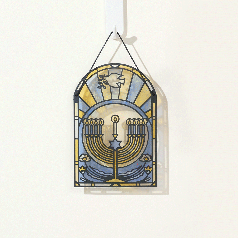 Happy Hanukkah Menorah Suncatcher Card、mySite、solidvoid