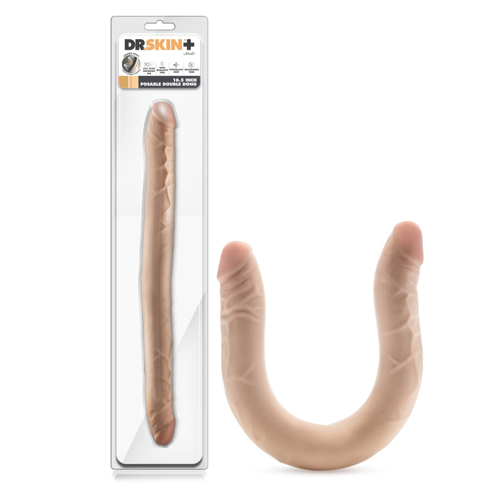 Dr. Skin Plus | 16.5 Inch Double Dong – Extra Long Double-Ended Dildo With A Realistic Posable Shaft - Beige、mySite、bottomscart