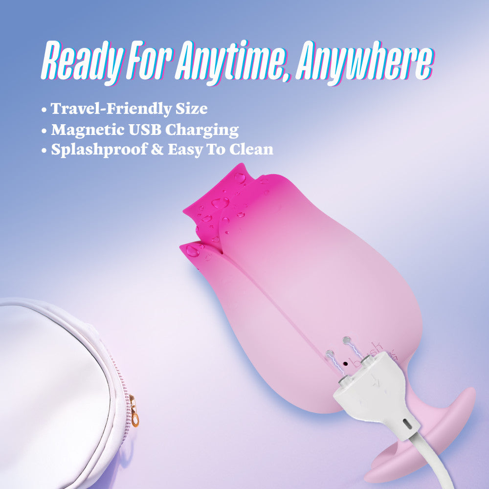 Aria | Tulip Trance Silicone Personal Massager with Suction & Tongue-Fluttering Sensations – Pink、mySite、bottomscart