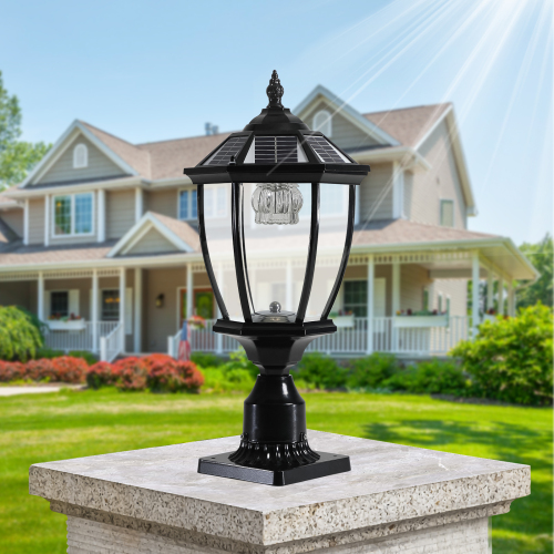 20"(H) Golden Solar Powered LED Outdoor Lantern, Vintage Garden Light with Elegant Glass Design for Pathways, Yards, and Patios (2-Pack)、、eastwooduniform