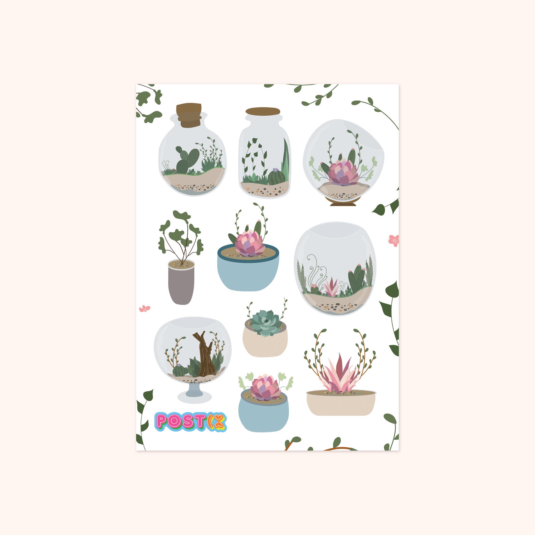  Sweet Succulents Sticker Sheet、mySite、ghnorth