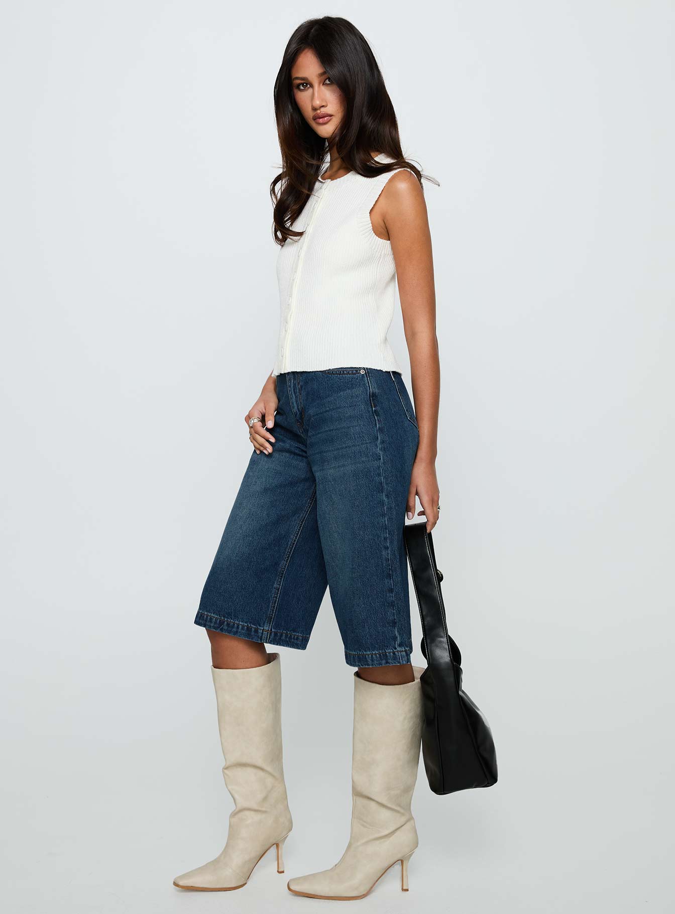 Simie Button Front Rib Top White、mySite、solidvoid