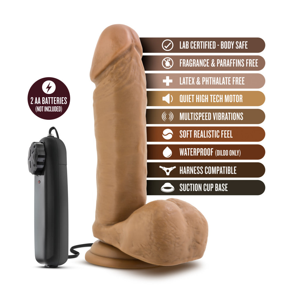 Coverboy™ By Blush® | Soccer Champ Realistic Mocha 8-Inch Long Remote Control Vibrating Dildo With Suction Cup Base、mySite、bottomscart