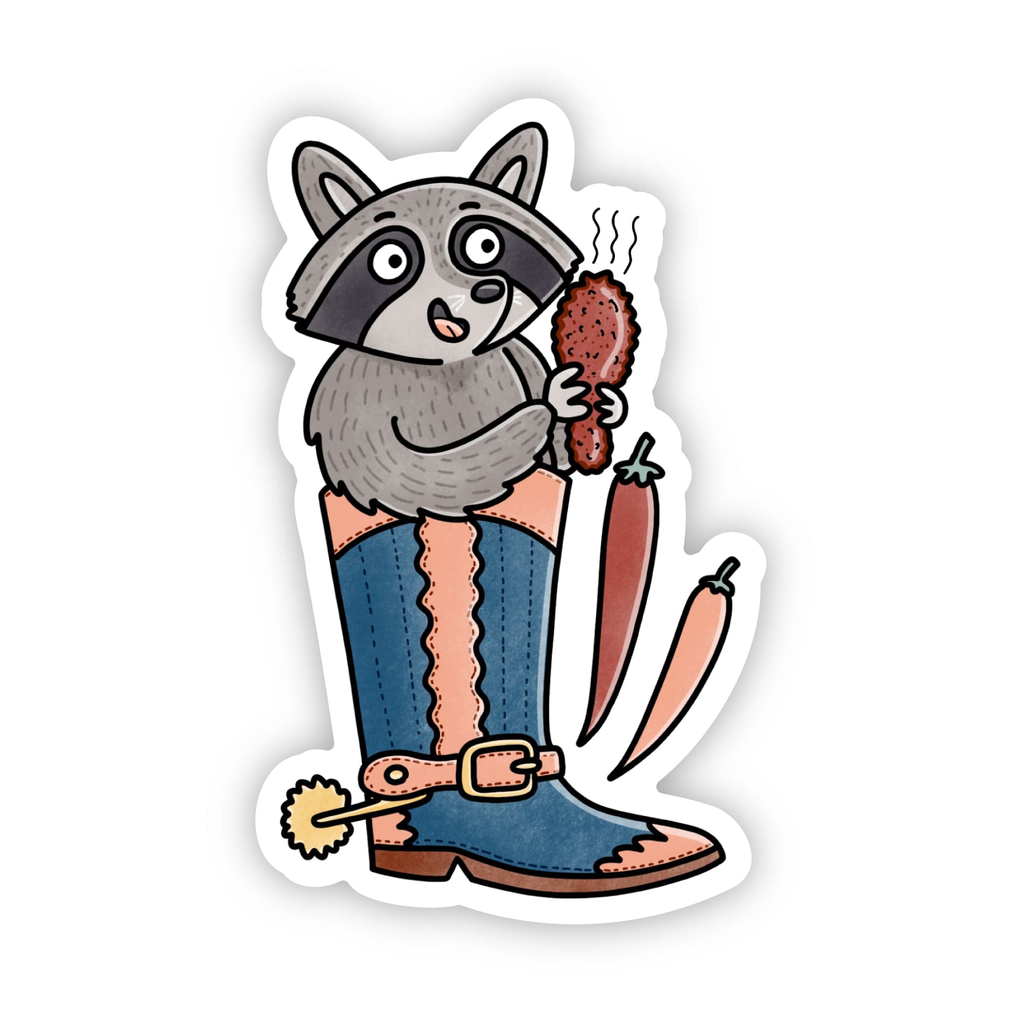 Raccoon With Nashville Hot Chicken In Cowboy Boot Sticker、mySite、ghnorth