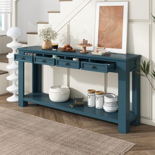 TREXM Console Table/Sofa Table with Storage Drawers and Bottom Shelf for Entryway Hallway(Espresso)、、casual