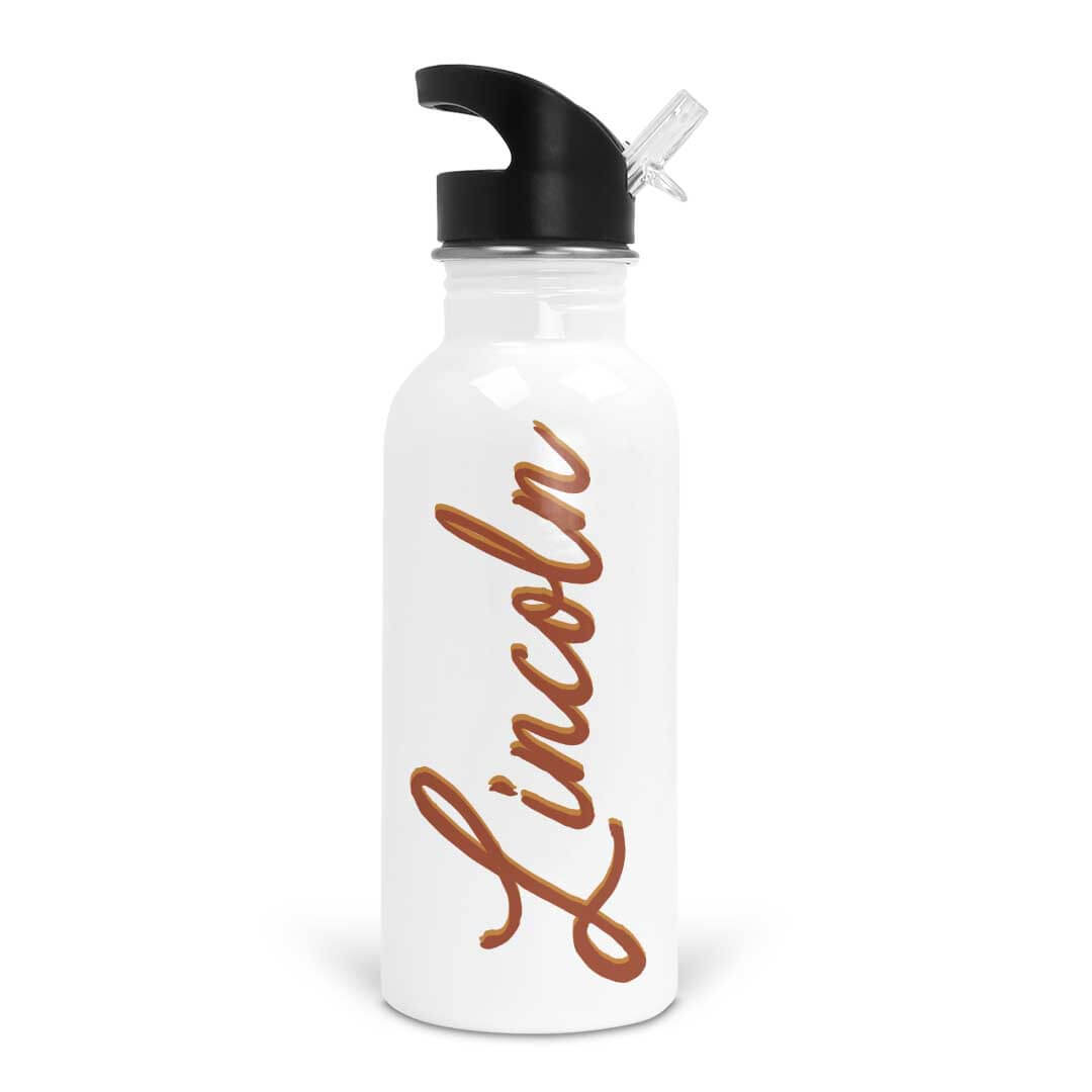  Rust & Mustard Script Personalized Kids Water Bottle、mySite、layawaytickets