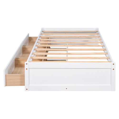 Orisfur. Twin Size Platform Storage Bed with 3 Drawers、、casual