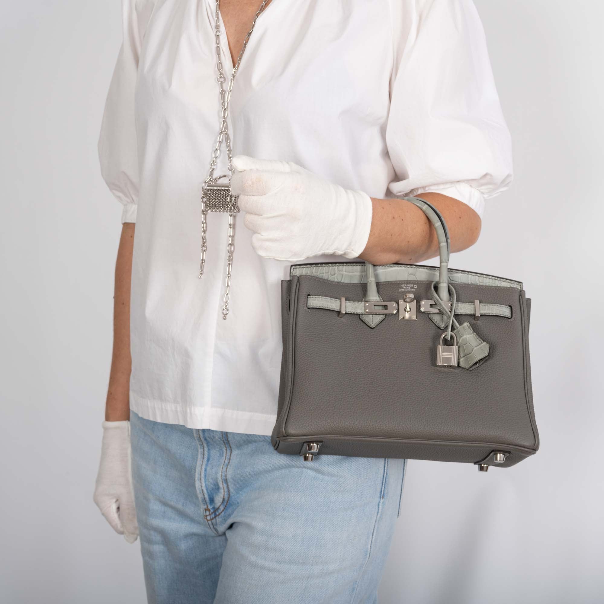 Hermès Touch Birkin 25 Gris Meyer Togo and Gris Cement Matte Alligator Palladium Hardware、mySite、garminoutage.com