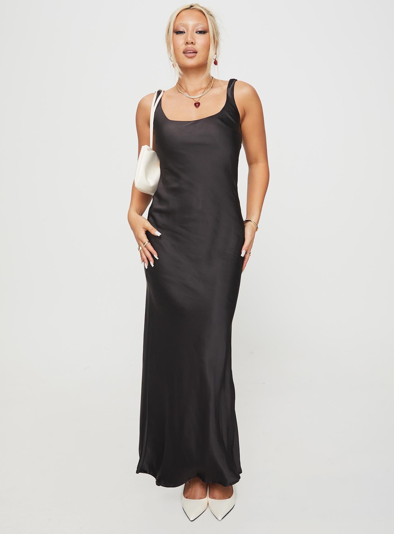 Penelopy Bias Cut Maxi Dress Black、mySite、solidvoid