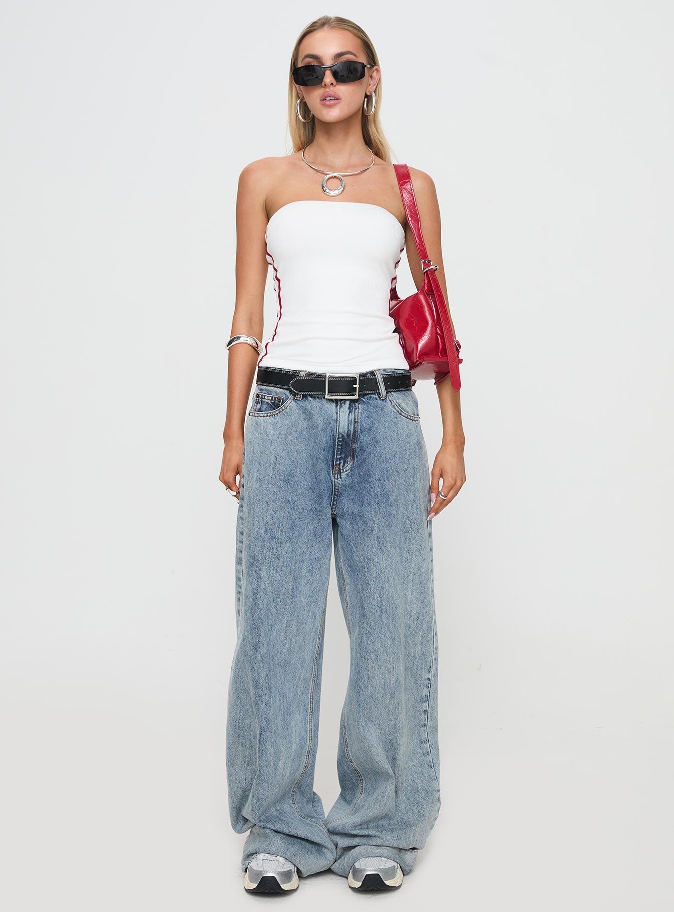 Simpi Strapless Top White/Red、mySite、solidvoid