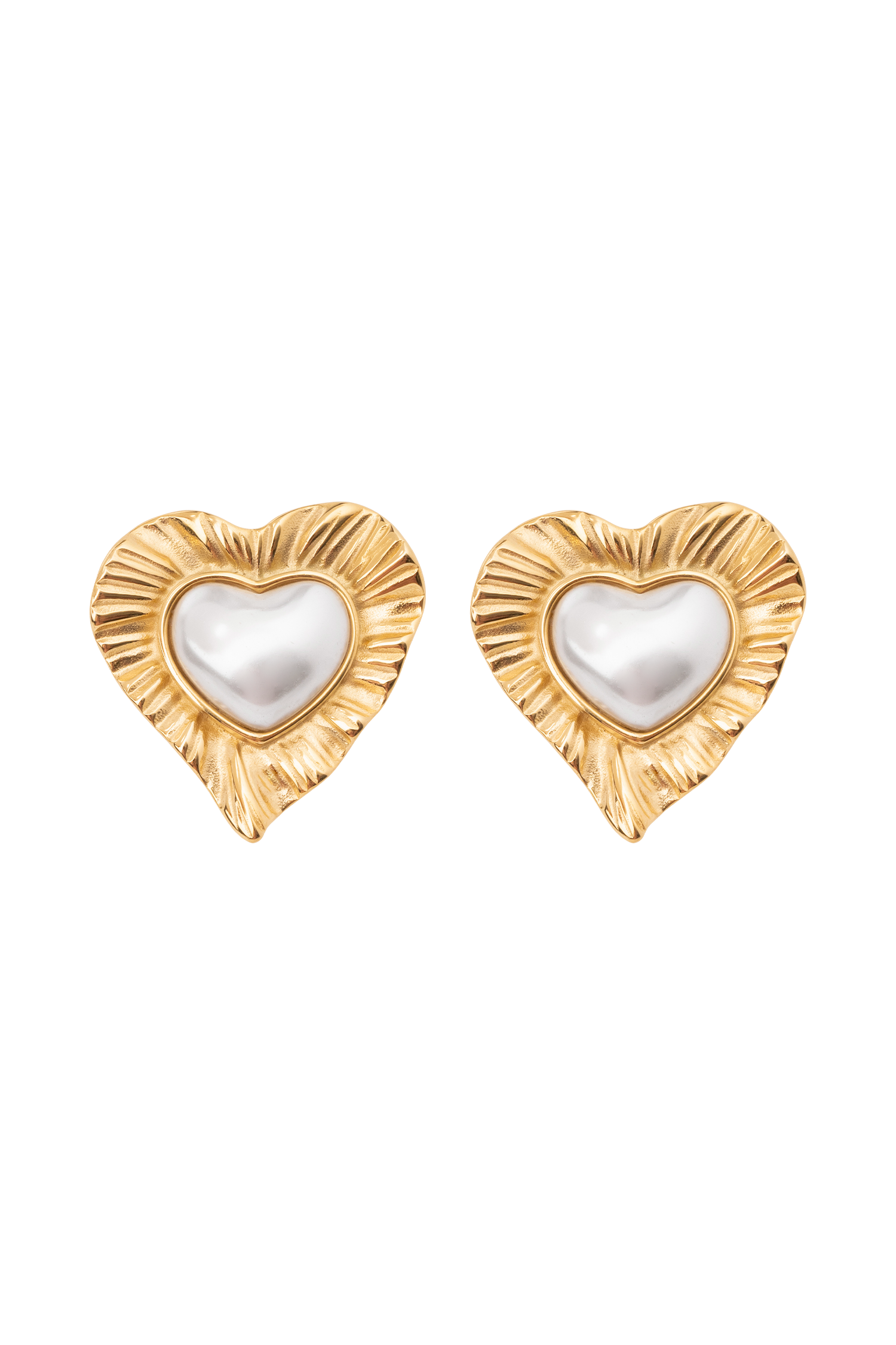 Heart To Heart Pearl Earrings - Gold、mySite、solidvoid