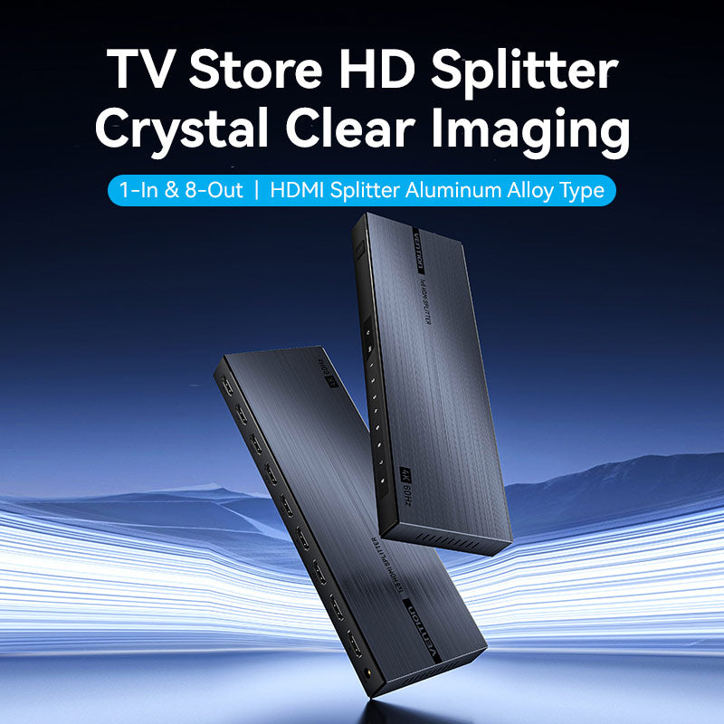 Vention 1-In & 8-Out HDMI Splitter 4K@60Hz Black Aluminum Alloy Type EU Standard、mySite、fannypackpong