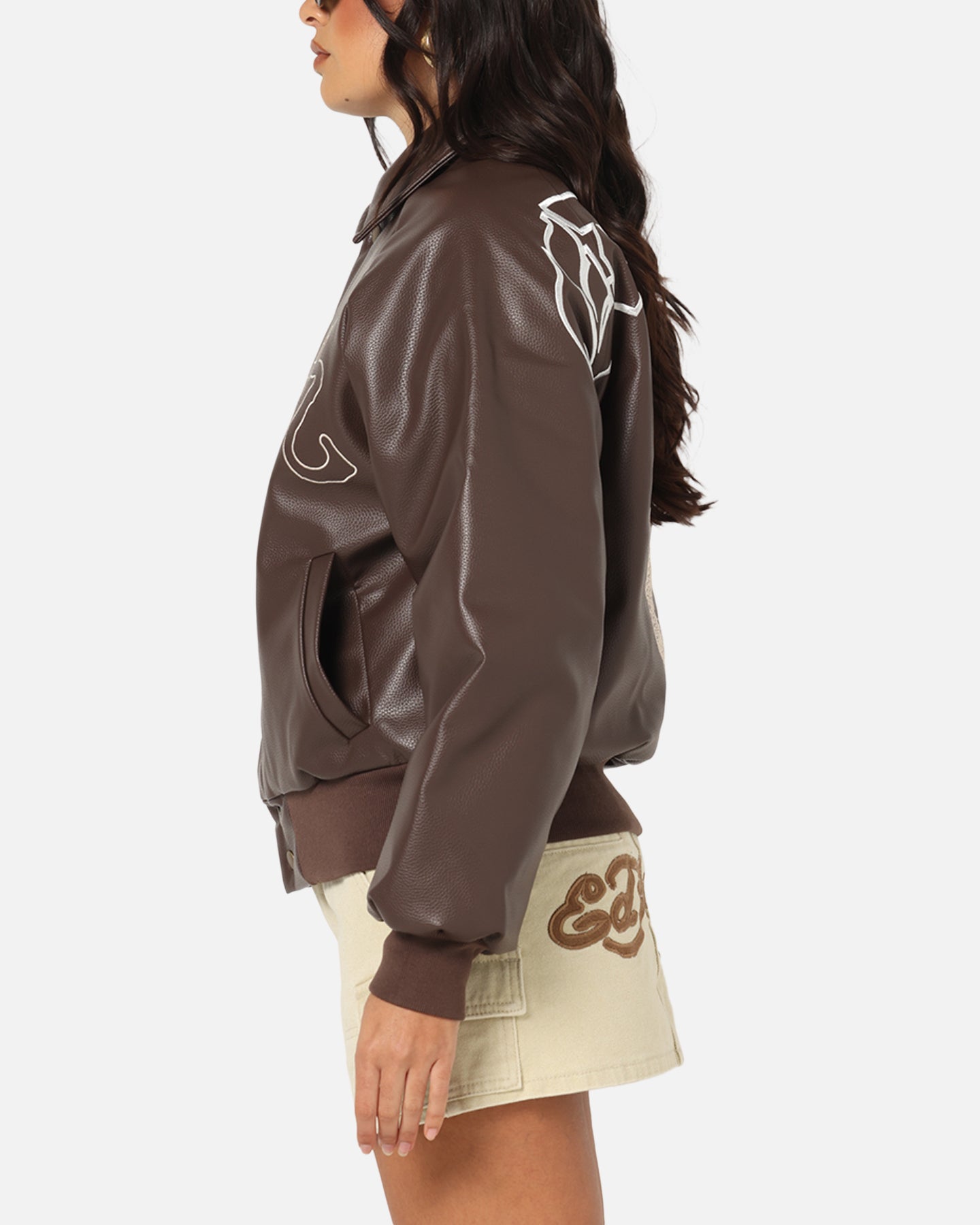 Ed Hardy Shinjuku Leather Jacket Brown、mySite、zt4zffjzw