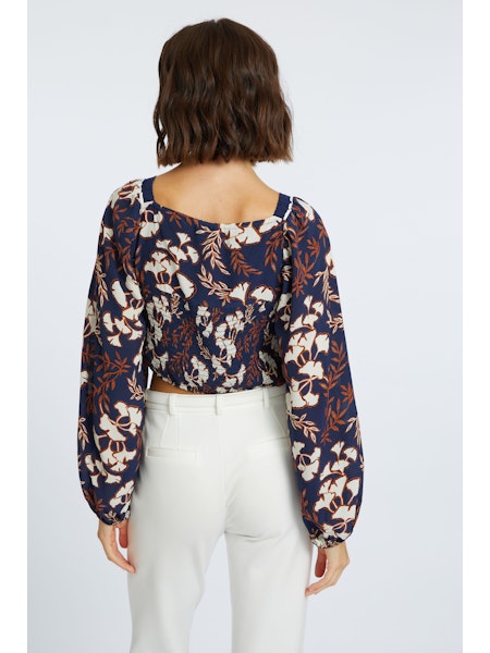 Caballero Rosine Ginkgo Block Print Top - Final Sale、mySite、noshort