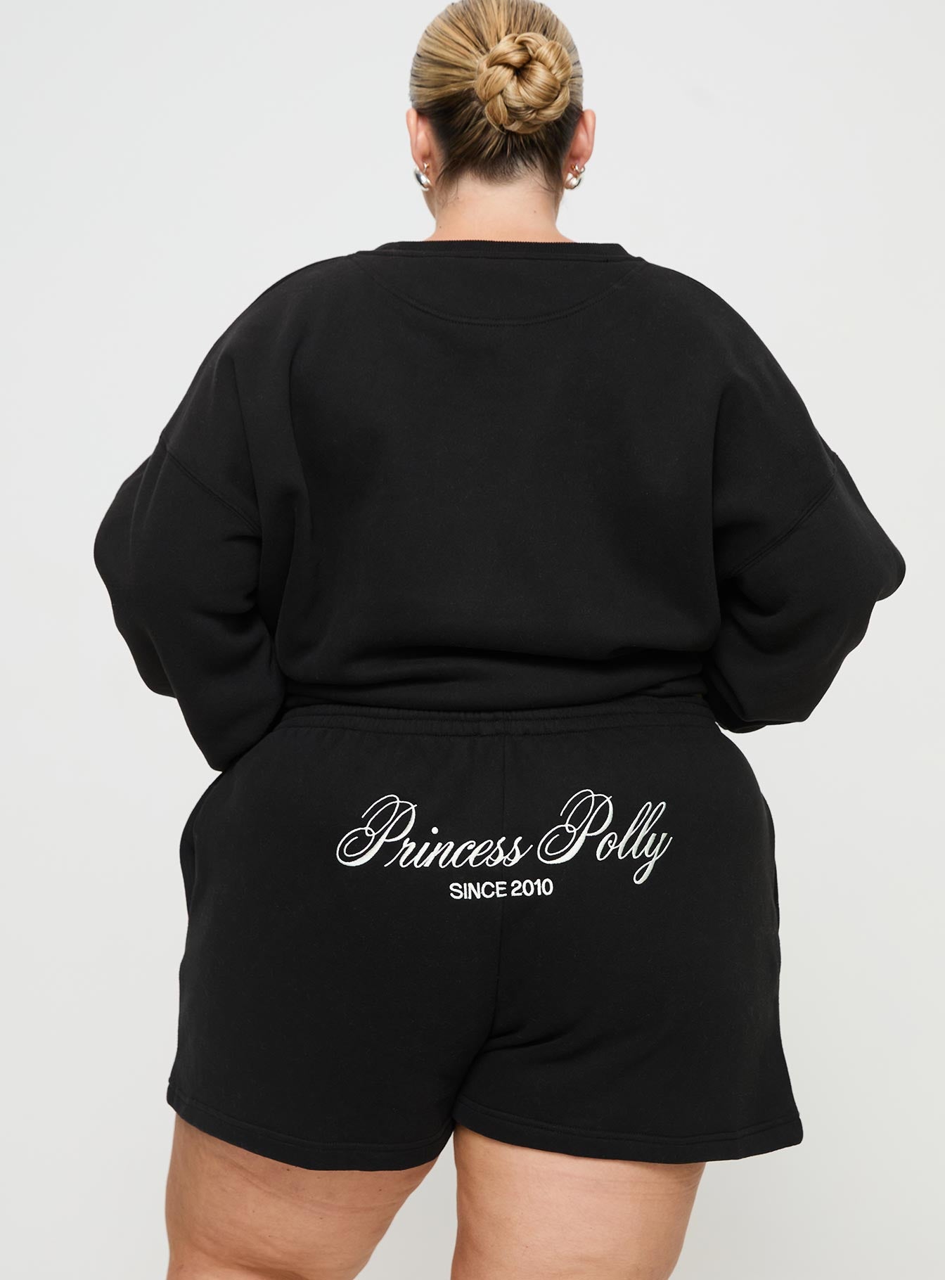 Princess Polly Track Shorts Cursive Text Black Sand Curve、mySite、solidvoid
